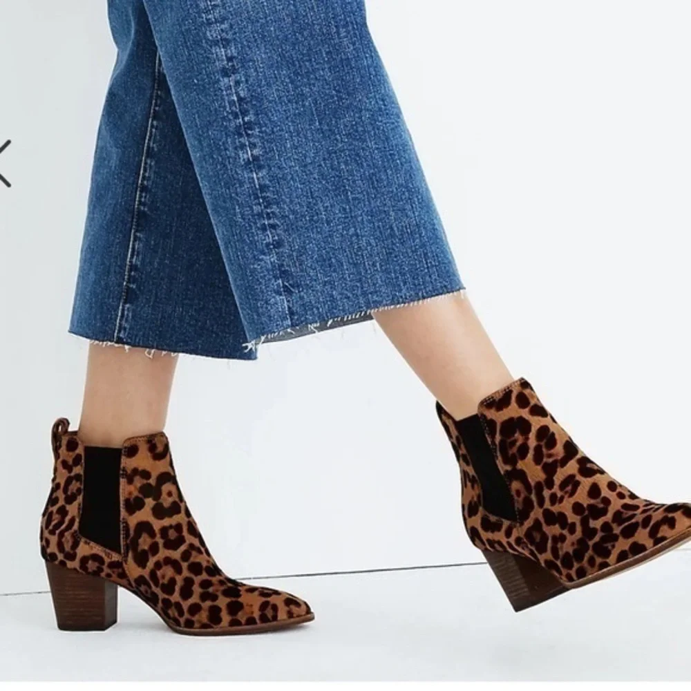 Madewell the Regan leopard print calf hair ankle boots